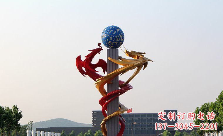 泸州龙凤呈祥一对不锈钢雕塑的精彩展示