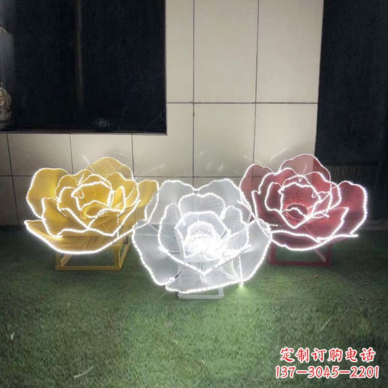 泸州精美不锈钢玫瑰花灯光雕塑