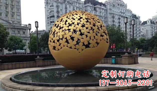泸州不锈钢镂空球喷泉雕塑——精致美观
