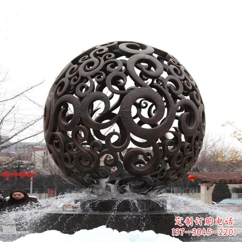 泸州不锈钢镂空球水景喷泉雕塑