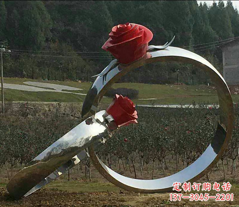 泸州不锈钢玫瑰雕塑精美的艺术珍品