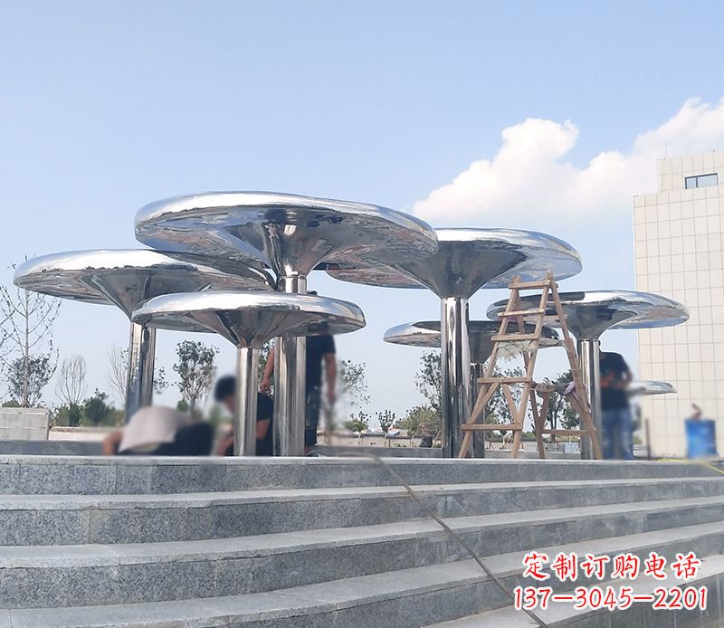 泸州艺术精美的不锈钢蘑菇公园雕塑