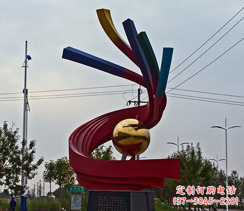 泸州不锈钢飘带雕塑艺术与自然的完美结合