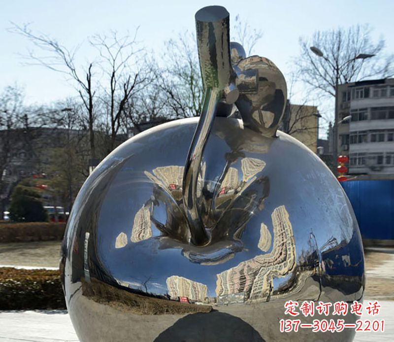 泸州不锈钢苹果镜面雕塑精美绝伦