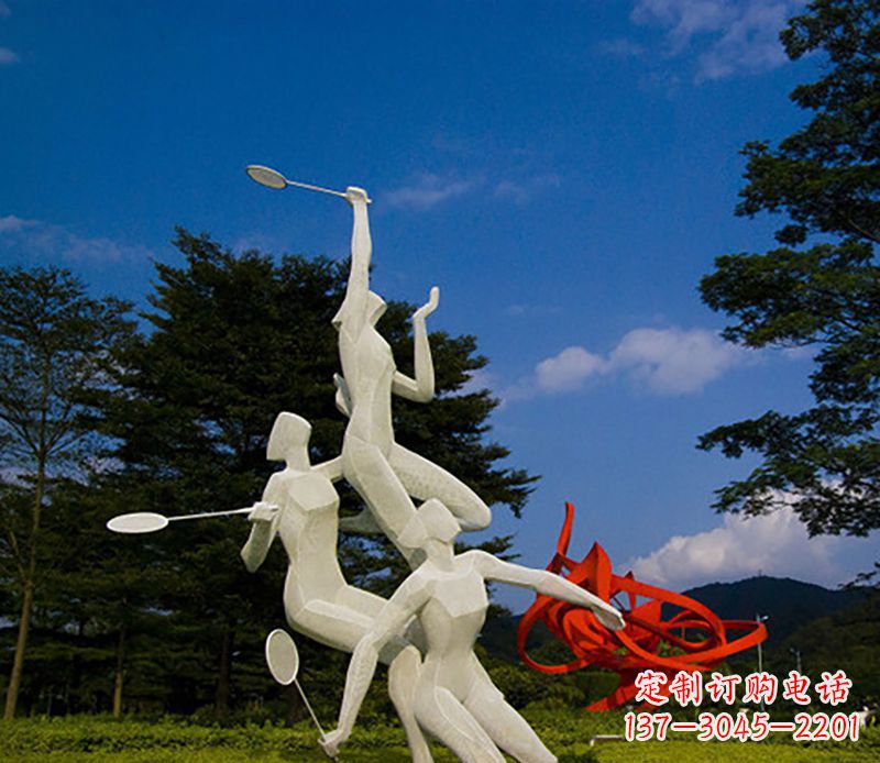 泸州不锈钢羽毛球雕塑精美线条展现体育热情