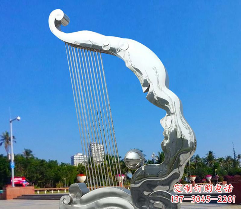 泸州不锈钢竖琴雕塑——传承古典音乐之美