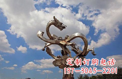 泸州不锈钢双龙戏珠雕塑——千古传说的艺术瑰宝