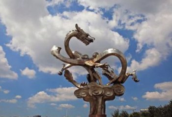 泸州不锈钢双龙戏珠雕塑——千古传说的艺术瑰宝