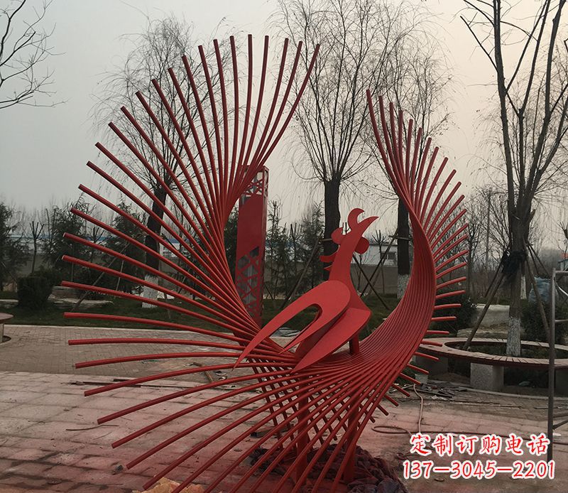 泸州不锈钢网状凤凰雕塑精美的艺术之作