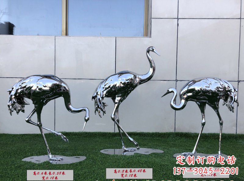 泸州不锈钢仙鹤雕塑传承中国古典美感
