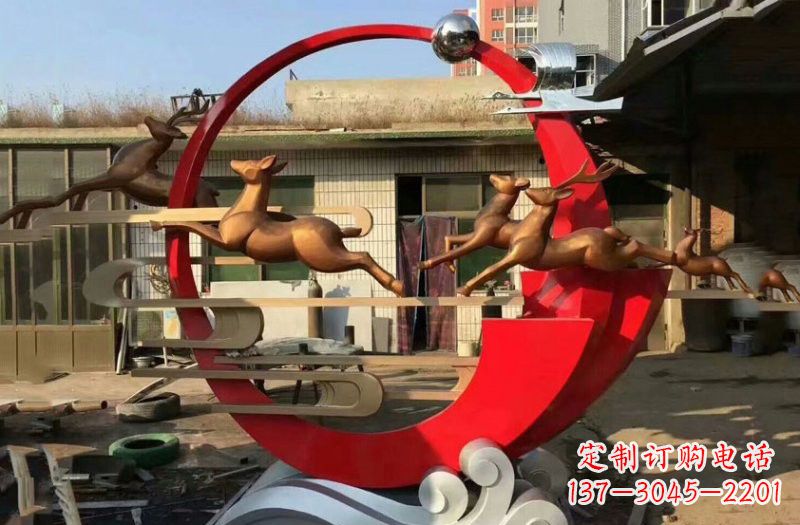 泸州不锈钢制作的梅花鹿雕塑