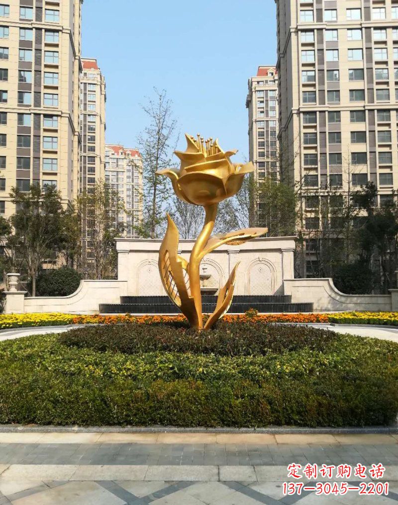 泸州不锈钢小区玫瑰花雕塑浓郁情感的视觉体验