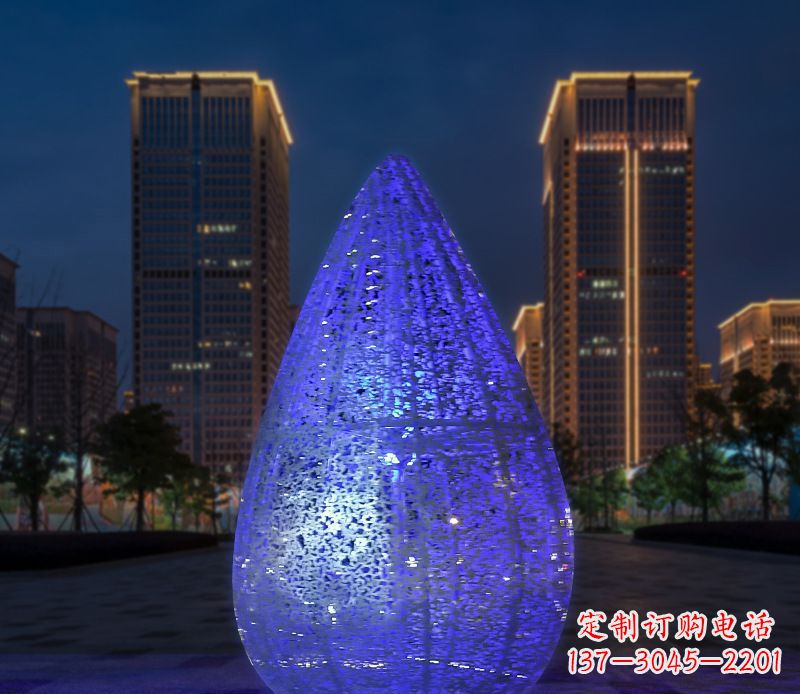 泸州不锈钢小区照明美轮美奂的水滴雕塑