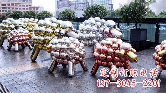 泸州不锈钢小羊肖恩抽象动物雕塑