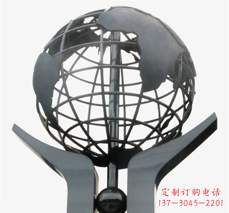 泸州象征地球一体的不锈钢校园手托地球雕塑