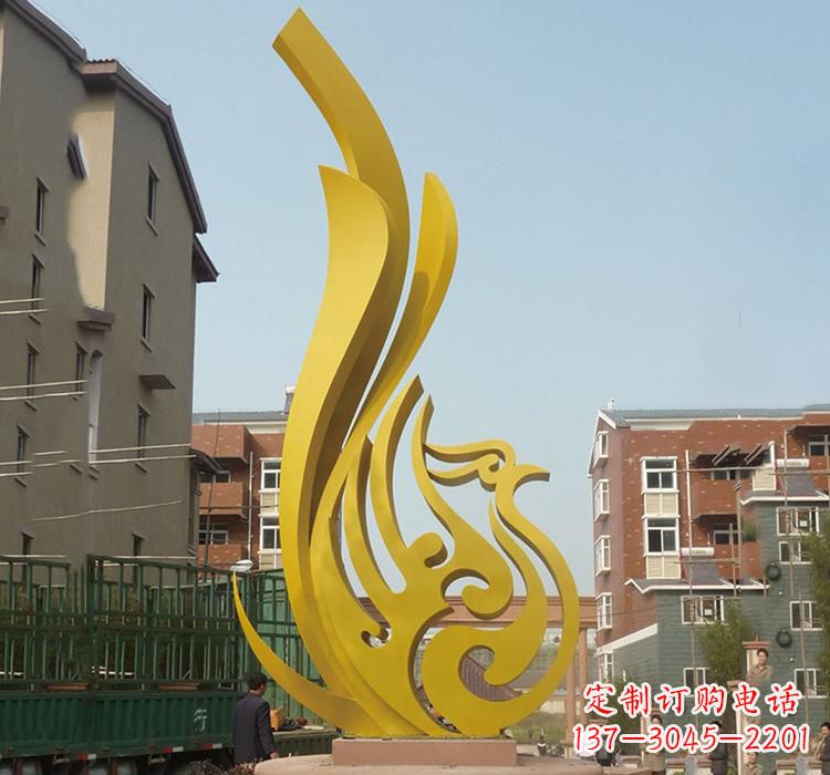 泸州静谧的凤凰不锈钢园林雕塑