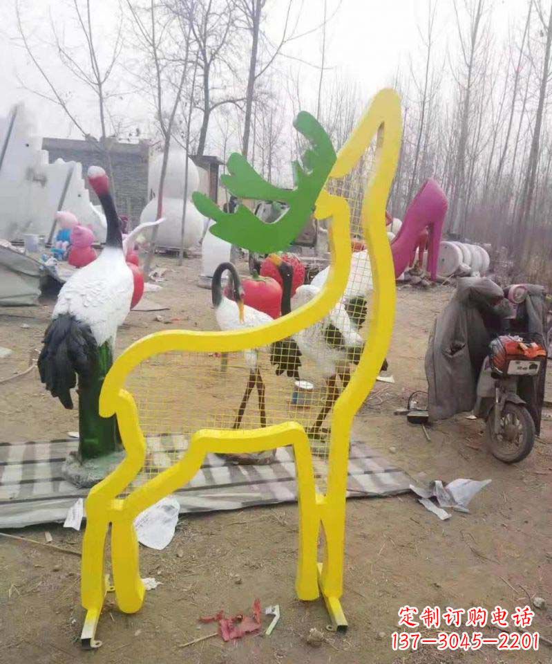 泸州不锈钢园林造型景观小鹿雕塑