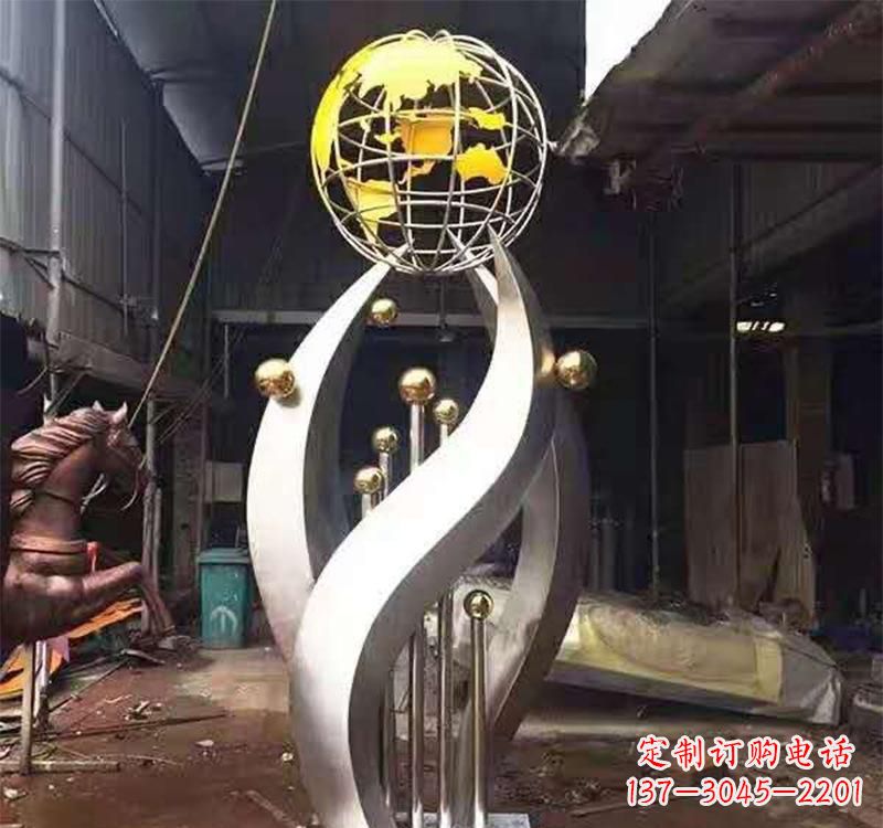 泸州不锈钢转动地球仪雕塑——传承地球文明