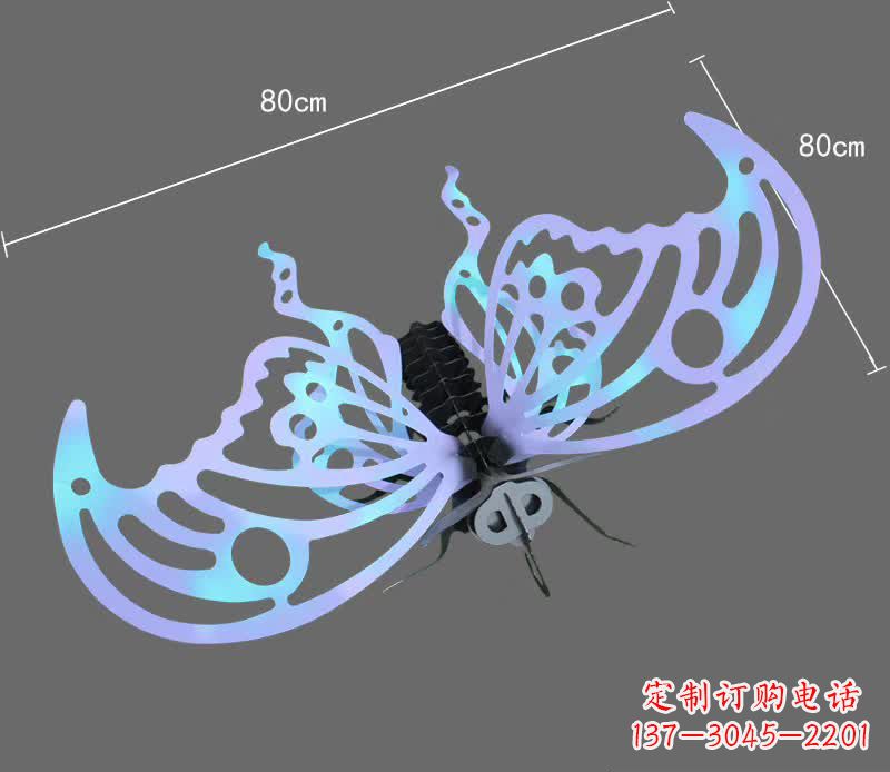 泸州彩绘不锈钢蝴蝶雕塑宛如梦幻般的艺术之作