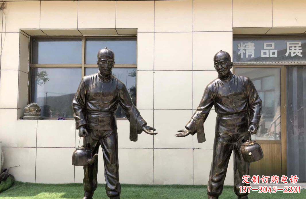 泸州茶馆民俗店小二铜雕