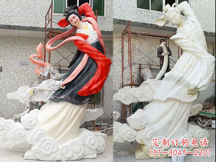 泸州神话中的嫦娥玻璃钢彩绘雕塑