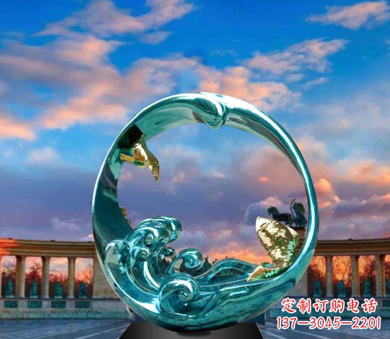 泸州城市之环不锈钢彩银雕塑
