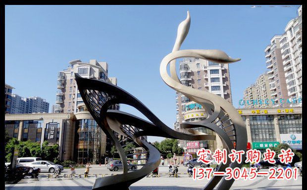 泸州城市凝聚的美丽不锈钢天鹅雕塑