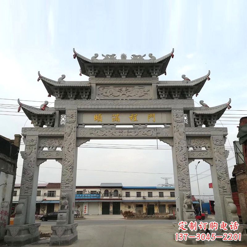 泸州城市街道仿古石雕牌楼