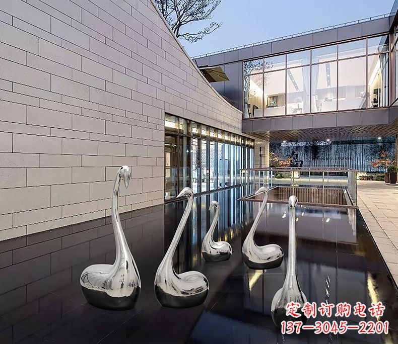 泸州质朴无华的不锈钢天鹅雕塑