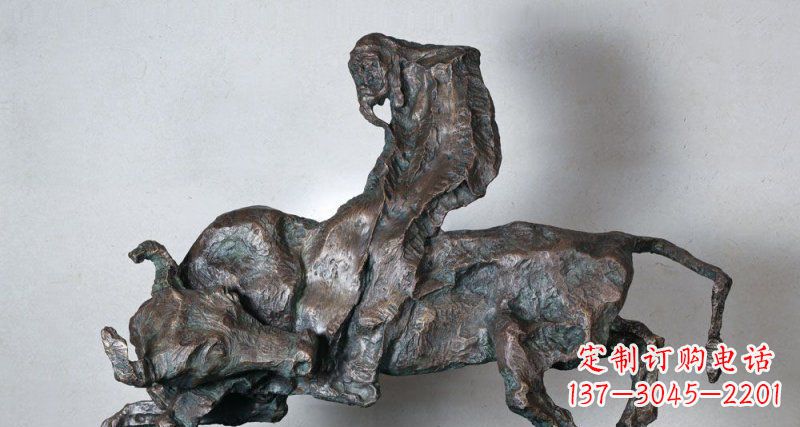 泸州抽象的骑牛人物公园动物铜雕