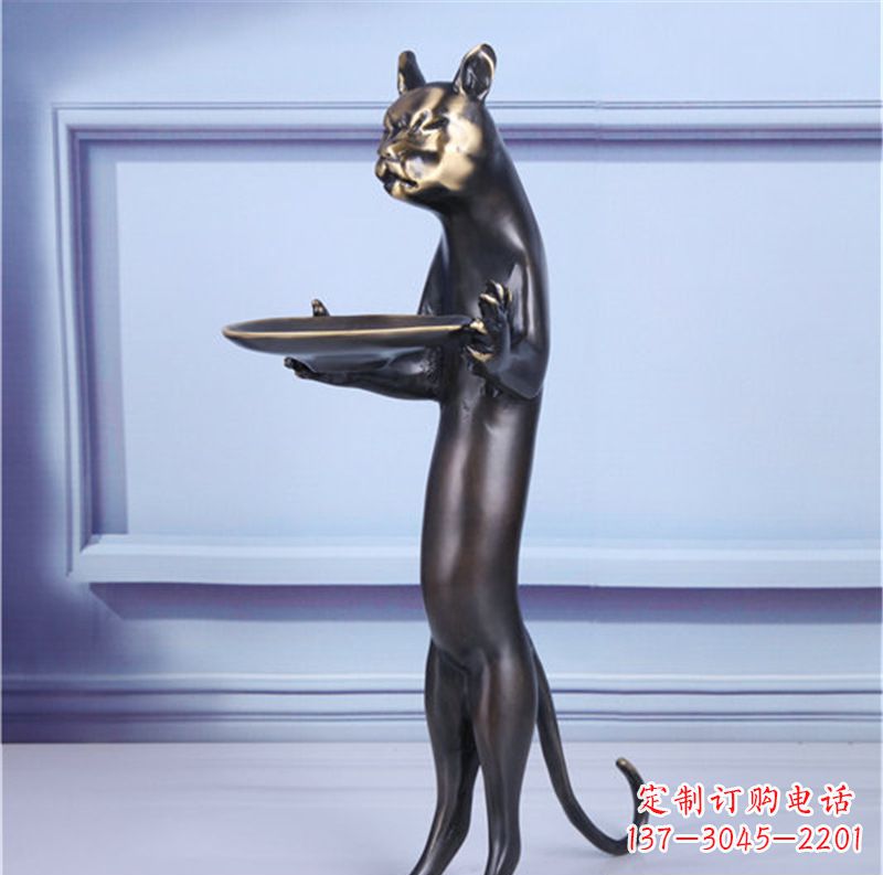 泸州抽象动物猫铜雕