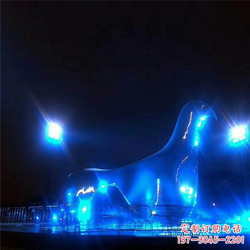 泸州抽象和平不锈钢鸽子雕塑夜景灯光效果
