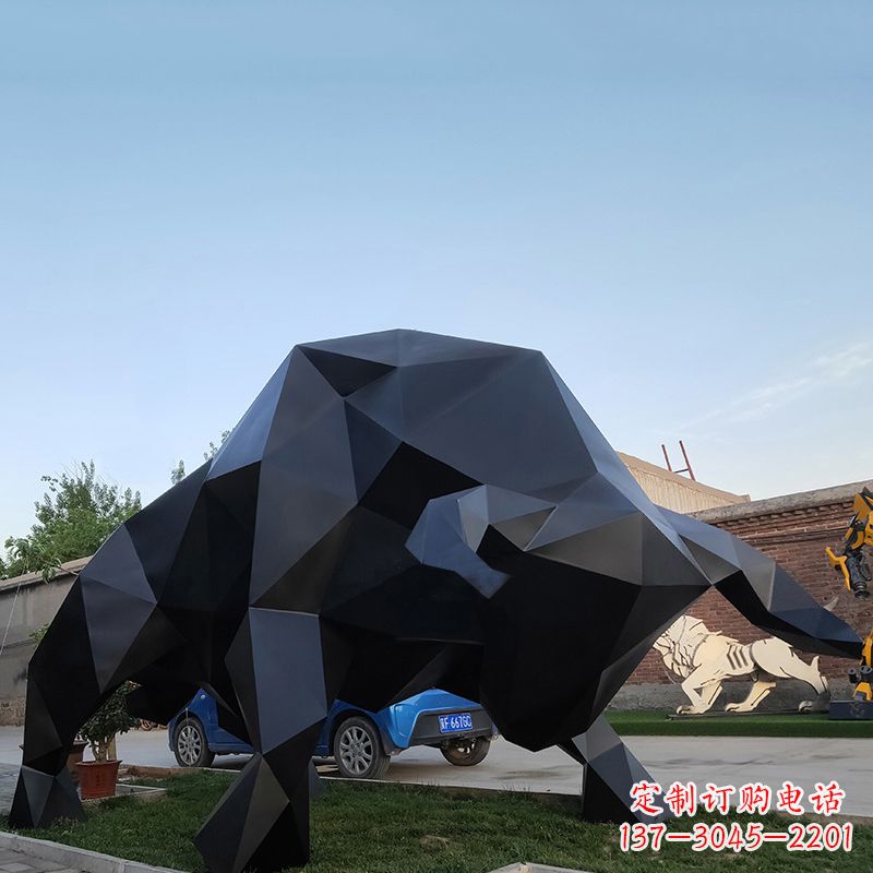 泸州抽象华尔街牛大型玻璃钢公园园林动物雕塑