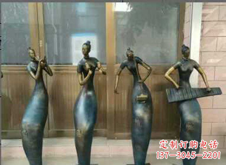 泸州抽象女孩演奏乐器铜雕