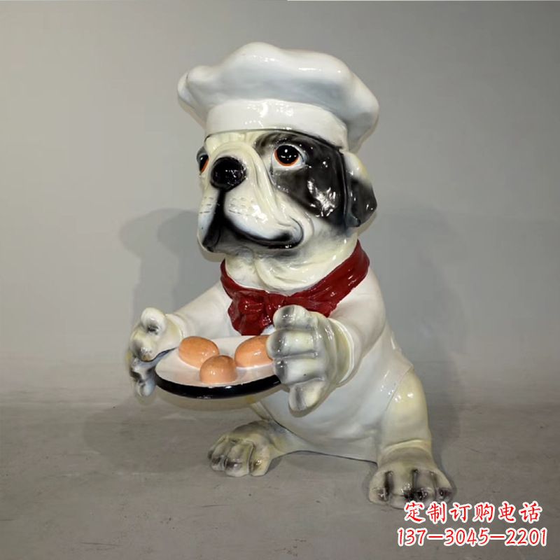 泸州玻璃钢仿陶瓷狗雕塑——以斗牛犬为原型