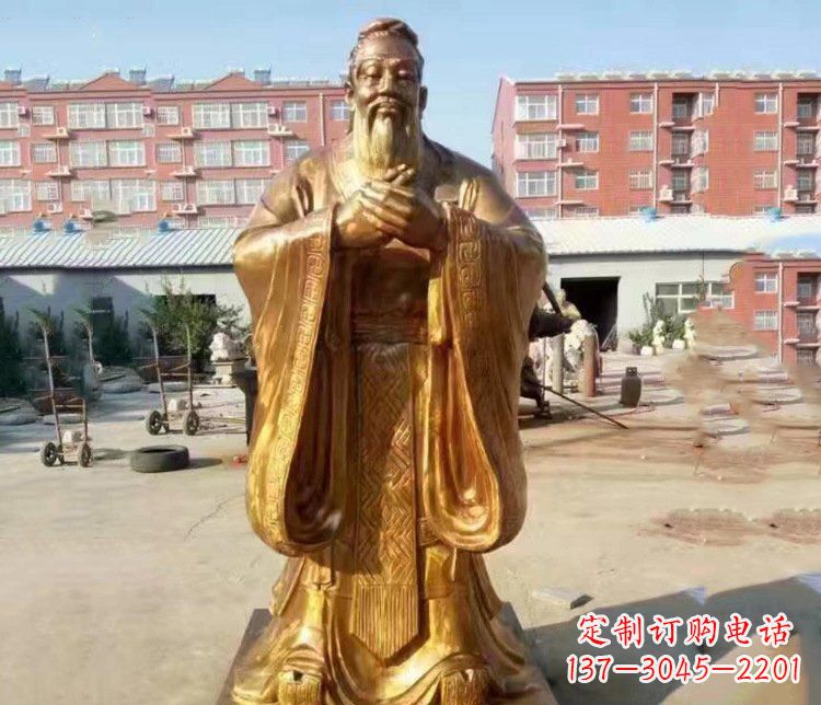 泸州纯铜校园古代孔子人物铜雕塑