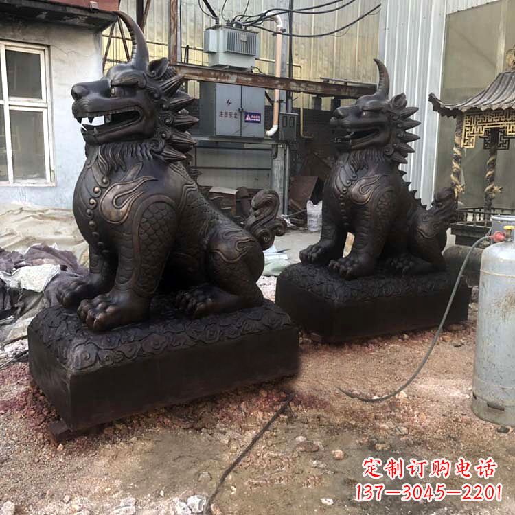 泸州纯铜獬豸雕塑-中国古代神话传说神兽动物雕塑