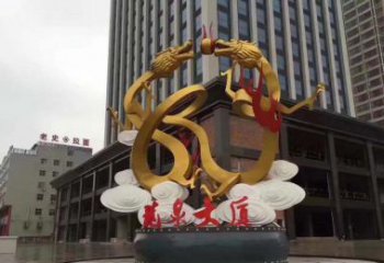 泸州精美的双龙戏珠不锈钢雕塑