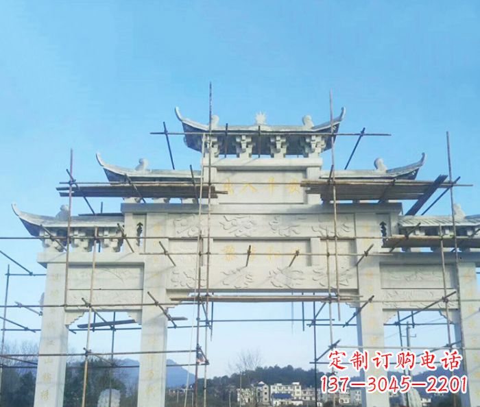 泸州大理石三门牌坊雕塑