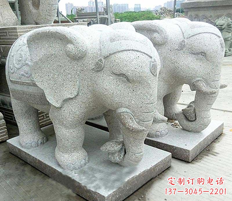 泸州大理石制作的精美招财大象雕塑