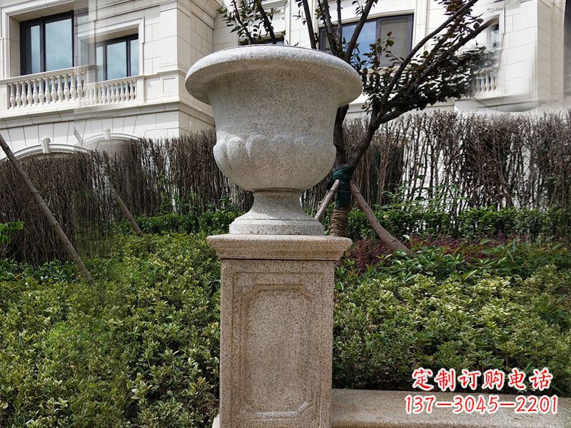 泸州大理石花钵小区花盆石雕艺术品