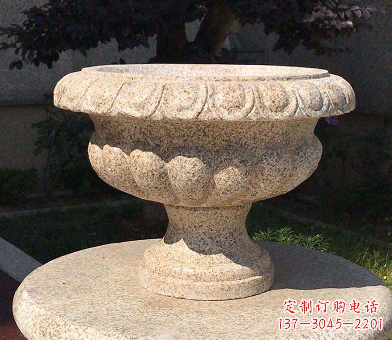 泸州大理石花钵公园花盆石雕
