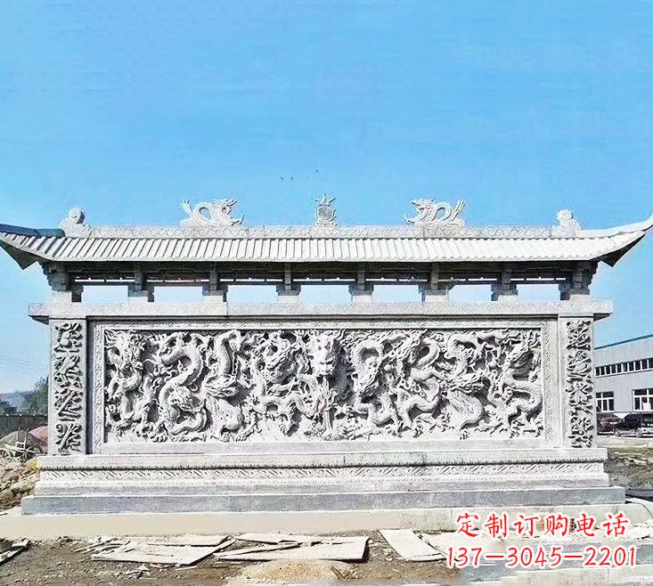 泸州精美大理石九龙壁雕塑