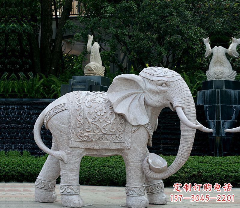 泸州以大理石为材料的完美大象雕塑