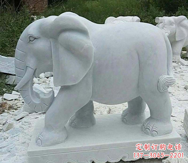 泸州精雕细琢的大理石大象雕塑