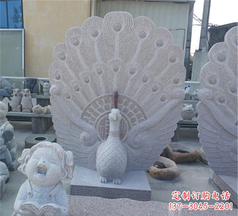 泸州大理石孔雀开屏石雕