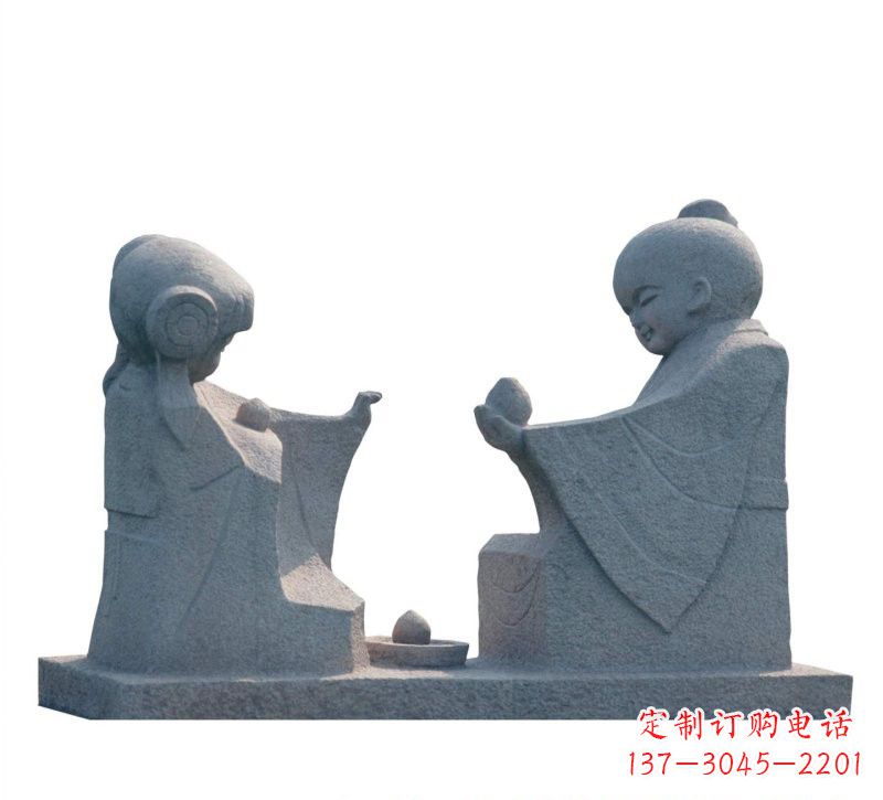 泸州传统风情——大理石孔融让梨雕塑
