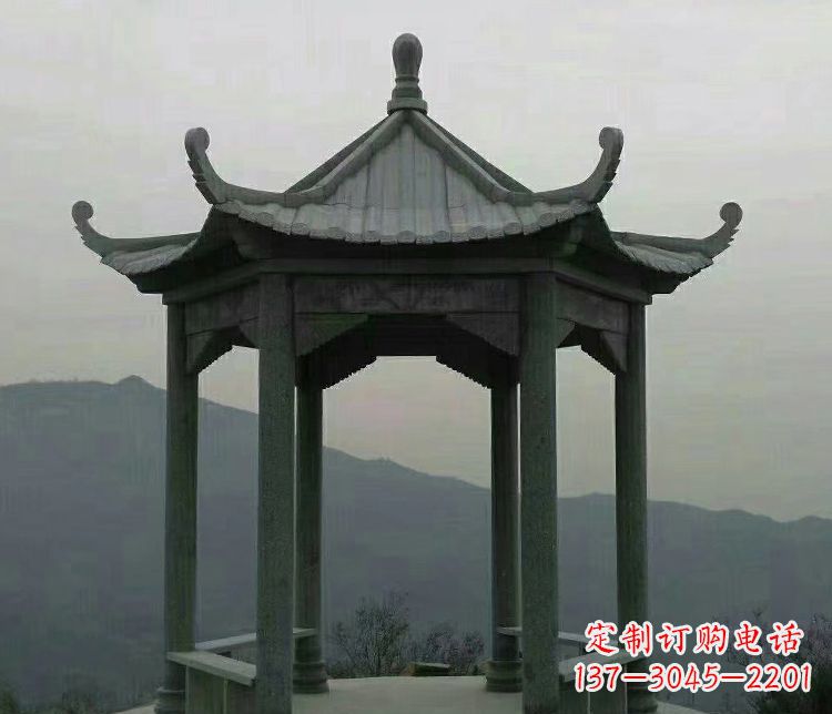 泸州考究工艺,奢华大理石六角凉亭雕塑