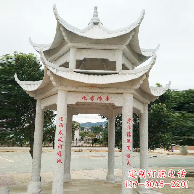 泸州大理石凉亭双层雕塑