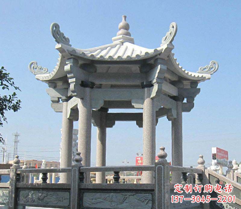 泸州大理石六角凉亭石雕,为您的家园带来浪漫情怀